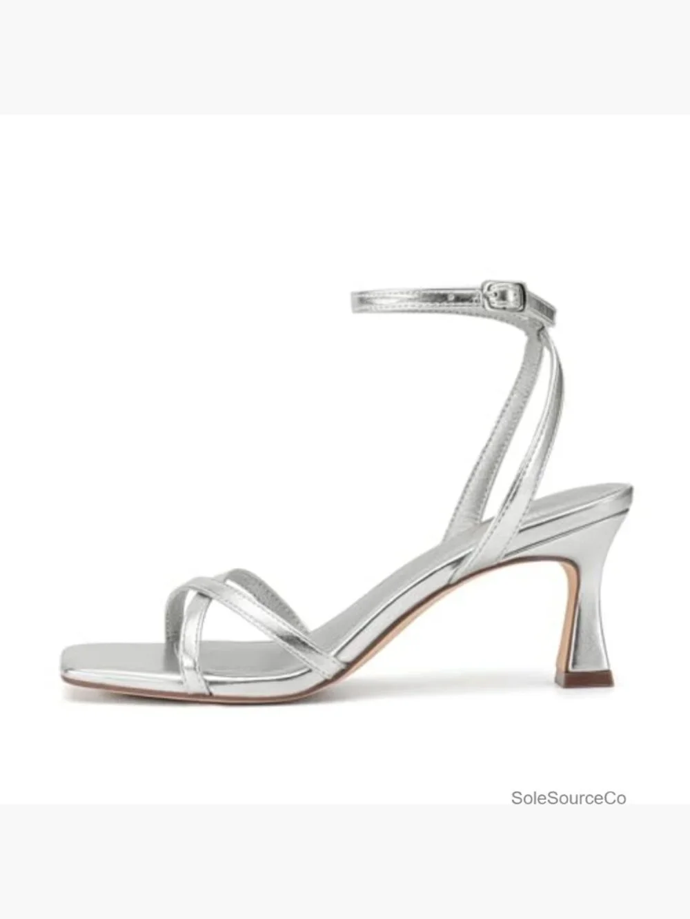 Square Open Toe Strappy Kitten Heeled Sandals Ankle Strap Dress Heels